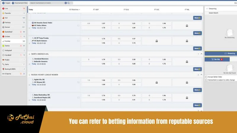 You can refer to betting information from reputable sources
