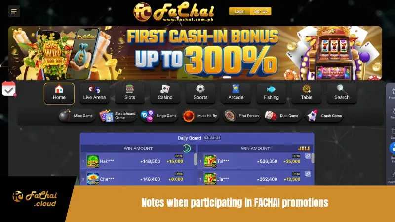 Notes when participating in Promotions FACHAI