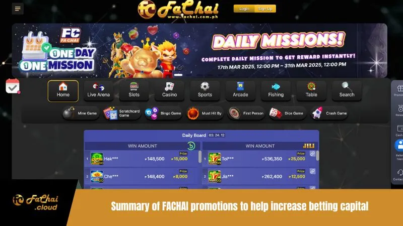 Summary of Promotions FACHAI to help increase betting capital