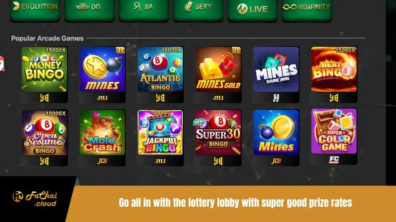 Go all in with the lottery lobby with super good prize rates